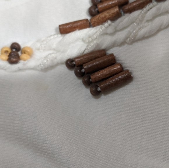Rafaella Women's Petite Large White Cardigan with Beading - Picture 8 of 8